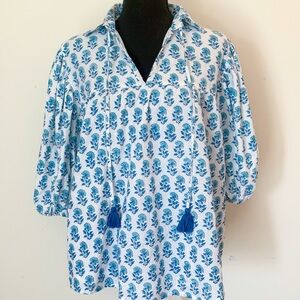 Victoria Dunn Blue and White Floral Blouse